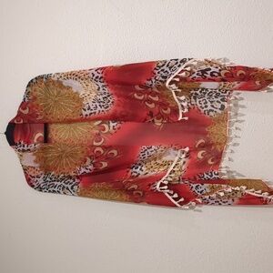 Vintage Sheer Floral Kimono Beach Coverup One Size